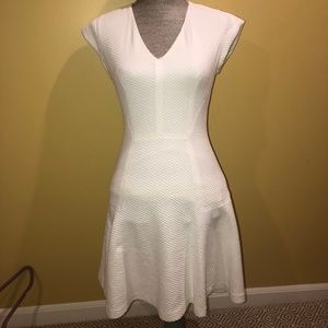 White cotton midi flare dress